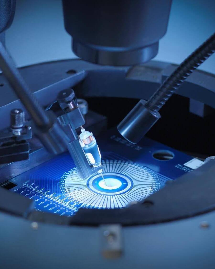 machinechecking silicon wafers in clean room