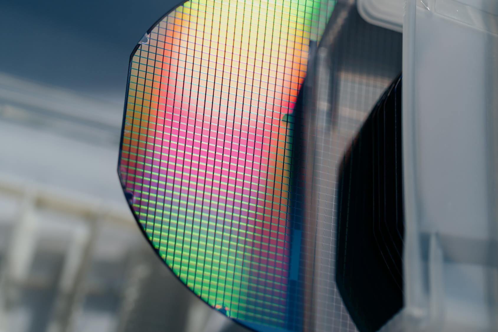 close-up of a wafer chip